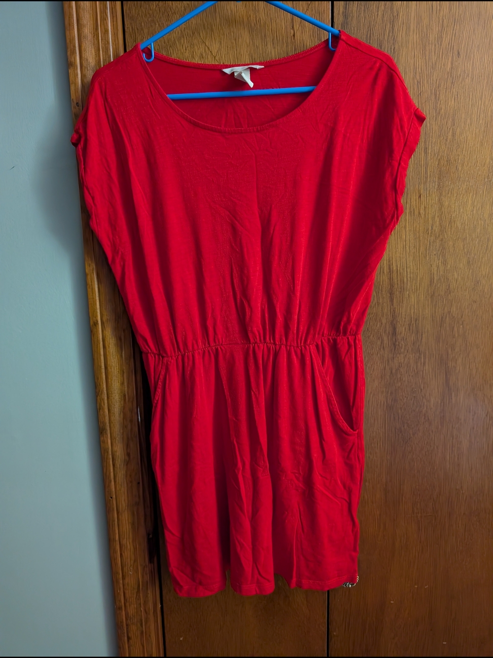 H&M Red Mini Dress with Elastic Waist